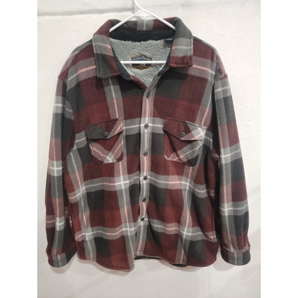 Freedom Foundry XXL Super‎ Plush Fleece Sherpa Lined Shacket Shirt Jacket Plaid